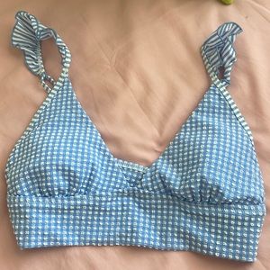 Aerie blue gingham print bikini top